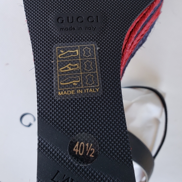 Gucci Black Red/Blue Marmont Double GG  40.5 Espadrille Platform Sandals - Picture 6 of 7